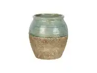 LivingStyles Tuscan Ceramic Pot, Small, Sage / Clay offer