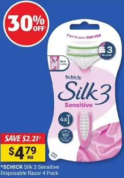 Cincotta Chemist SCHICK Silk 3 Sensitive Disposable Razor offer