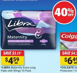 Cincotta Chemist Libra maternity extra long pads with wings offer