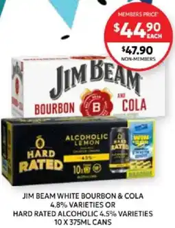 Harry Brown Jim beam white bourbon & cola hard rated alcoholic offer