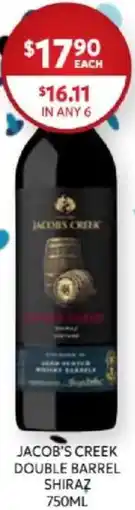 Harry Brown Jacobs creek double barrel shiraz offer