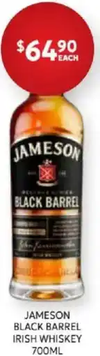 Harry Brown Jameson black barrel irish whiskey offer