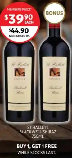 Harry Brown St hallett blackwell shiraz 750ml offer