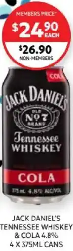 Harry Brown Jack daniel's tennessee whiskey cola offer