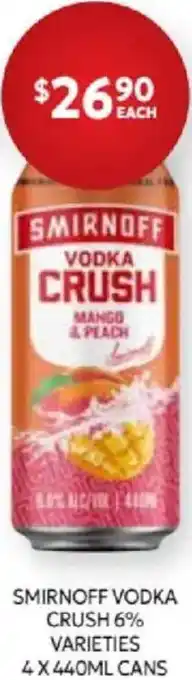 Harry Brown Smirnoff vodka crush offer