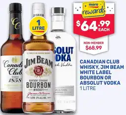 SipnSave Canadian club whisky, jim beam white label bourbon or absolut vodka offer
