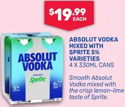 SipnSave Absolut vodka mixed with sprite offer