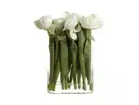 LivingStyles Moyer Artificial Tulip in Glass Vase, White offer