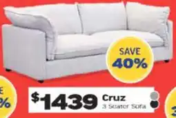 ComfortStyle Furniture & Bedding Cruz 3 seater sofa offer