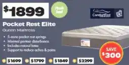 ComfortStyle Furniture & Bedding Pocket rest elite queen mattress offer