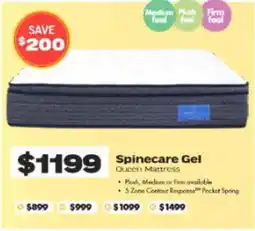 ComfortStyle Furniture & Bedding Spinecare gel queen mattress offer