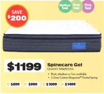 ComfortStyle Furniture & Bedding Spinecare gel queen mattress offer