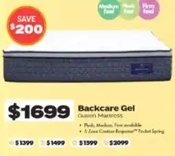 ComfortStyle Furniture & Bedding Backcare gel queen mattress offer