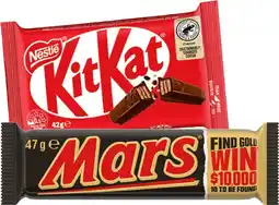 IGA Nestlé or Mars Medium Bars 35‑50g or M&M’s 35‑49g Selected Varieties offer