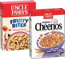 IGA Uncle Tobys Fruity Bites Wildberry Flavour 500g, Cheerios Original 320g or Weeties Cereal 510g offer