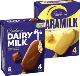 IGA Cadbury Ice Cream Sticks 4 Pack or Minis 6 Pack Selected Varieties offer