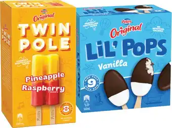 IGA Peters Original LiL’ Pops Ice Cream 9 Pack or Twin Pole 8 Pack Selected Varieties offer