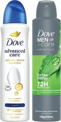 IGA Dove Advanced Care 72hr Antiperspirant Deodorant Selected Varieties offer