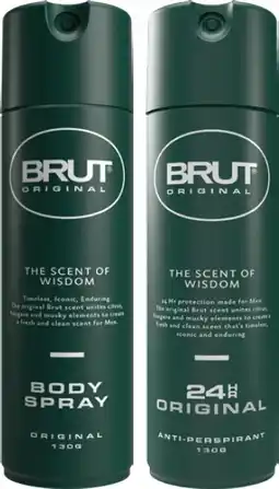 IGA Brut Original 24 Hr Anti‑perspirant or Body Spray 130g offer