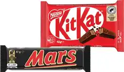 IGA Nestlé Medium Bars 35‑50g, Mars Medium Bars 42‑50g or M&M’s 35‑49g Selected Varieties offer