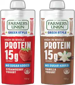 IGA Farmers Union Greek Style High Protein Yogurt Pouch Selected Varieties offer