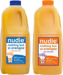 IGA Nudie Orange Juice with Pulp or Pulp Free 2 Litre offer
