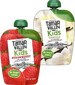 IGA Tamar Valley Kids Greek Yoghurt Selected Varieties offer