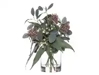 Artificial Banksia & Eucalyptus Mix in Pail Vase, Type C, Red Flower