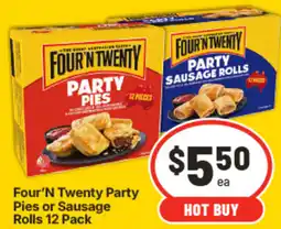 IGA Four'N Twenty Party Pies or Sausage Rolls offer