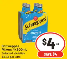 IGA Schweppes Mixers 4x300mL offer