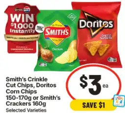 IGA Smith's Crinkle Cut Chips, Doritos Corn Chips offer