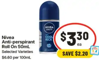 IGA Nivea Anti-perspirant Roll On offer
