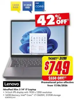 The Good Guys IdeaPad Slim 3 14" 17 Laptop offer