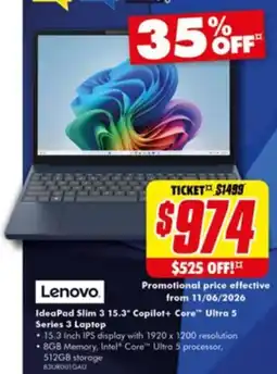 The Good Guys IdealPad Slim 3 15.3" Copilot + Core Ultra 5 offer