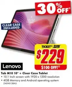 The Good Guys Tab M10 10" + Clear Case Tablet offer