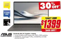 The Good Guys ASUS Zenbook A14 14" Copilot+ Laptop offer