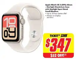 The Good Guys Apple Watch SE 3 (GPS) 40mm - Starlight Aluminium Case with Starlight Sport Band Small/Medium offer