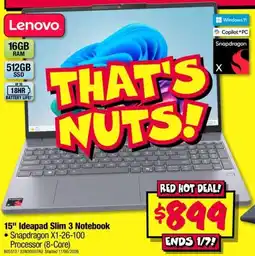 JB Hi-Fi 15" Ideapad Slim 3 Notebook offer