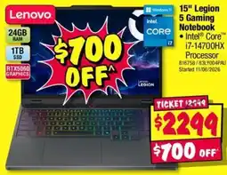 JB Hi-Fi 15" Legion 5 Gaming Notebook offer