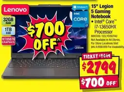 JB Hi-Fi 15" Legion 5 Gaming Notebook offer