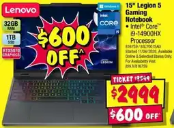 JB Hi-Fi 15" Legion 5 Gaming Notebook offer