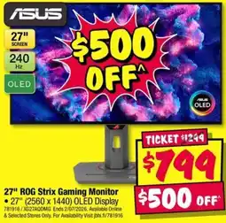 JB Hi-Fi 27" ROG Strix Gaming Monitor offer