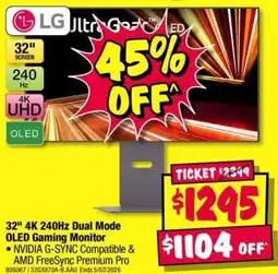 JB Hi-Fi 32" 4K 240Hz Dual Mode OLED Gaming Monitor offer