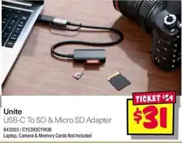 JB Hi-Fi Unite USB-C To SD & Micro SD Adapter offer