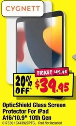JB Hi-Fi OpticShield Glass Screen Protector For iPad A16/10.9" 10th Gen offer