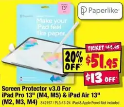 JB Hi-Fi Screen Protector v3.0 For iPad Pro 13" (M4, M5) & iPad Air 13" (M2, M3, M4) offer