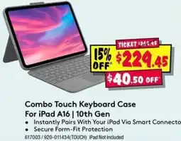 JB Hi-Fi Combo Touch Keyboard Case For iPad A16 | 10th Gen offer