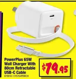 JB Hi-Fi PowerPlus 65W Wall Charger With 80cm Retractable USB-C Cable offer