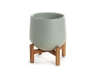 LivingStyles Hermosa Ceramic Planter with Timber Stand offer