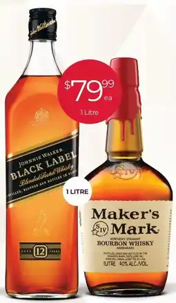 Porters Johnnie Walker Black Label Whisky or Maker's Mark Bourbon Whisky offer